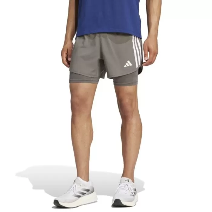 adidas Own The Run 3-Stripe 2in1 Shorts Gris Cheap