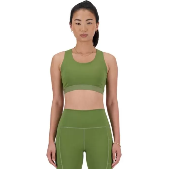 New Balance NB Sleek Medium Support Pocket Sports Bra Verde Clearance