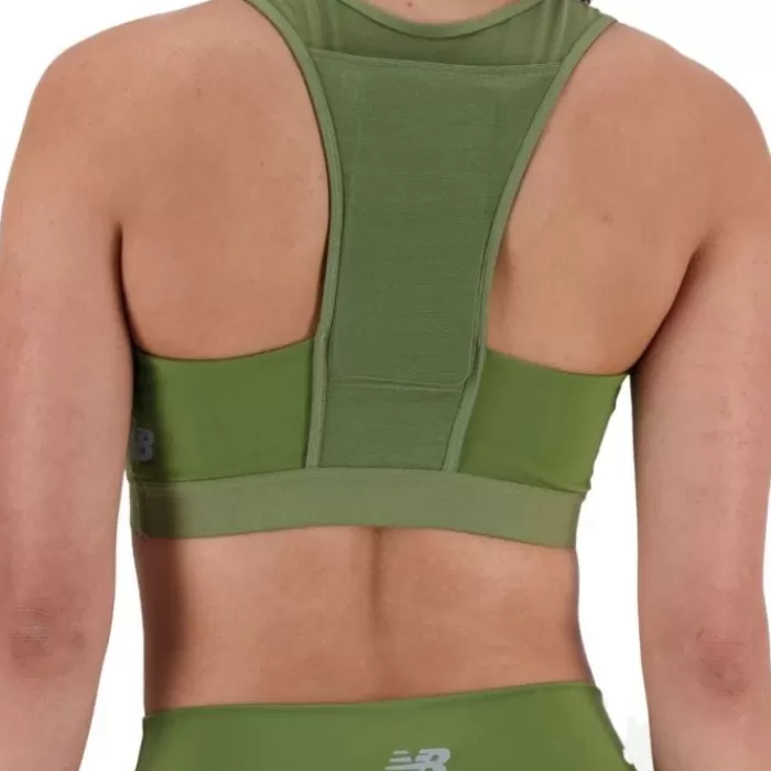 New Balance NB Sleek Medium Support Pocket Sports Bra Verde Clearance
