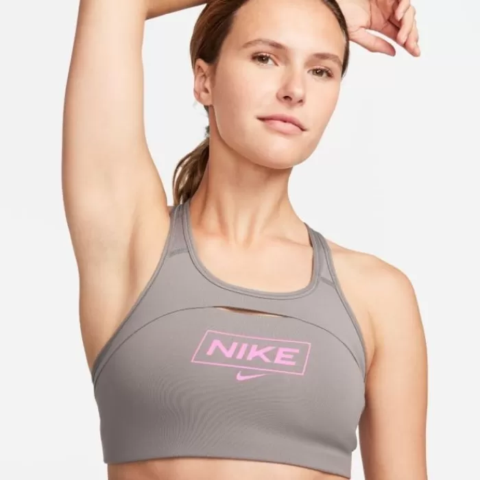 Nike Dri Fit Swoosh Medium Support Bra Gris Shop