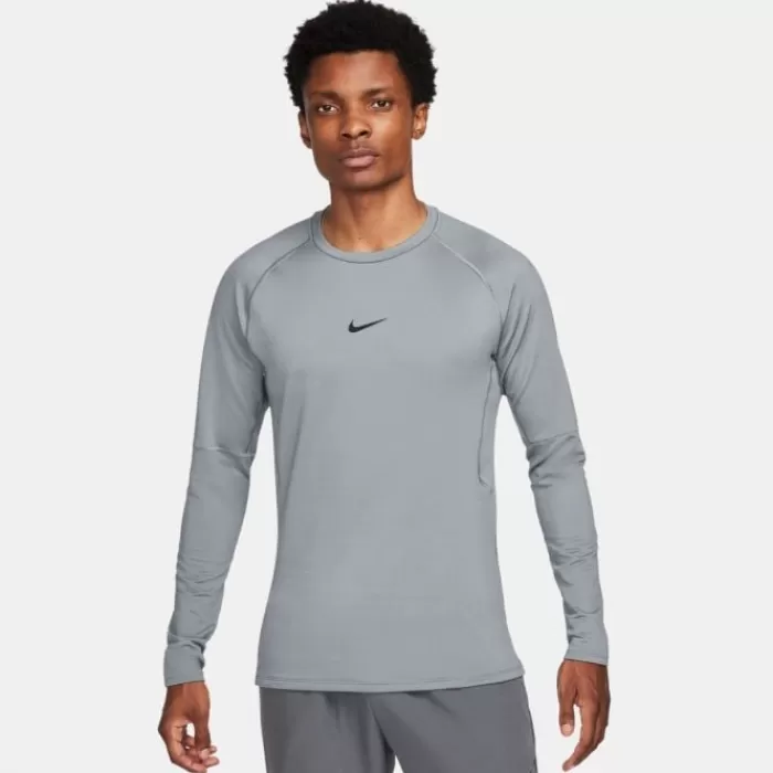 Nike Pro Warm Long Sleeve Tee Gris Best Sale